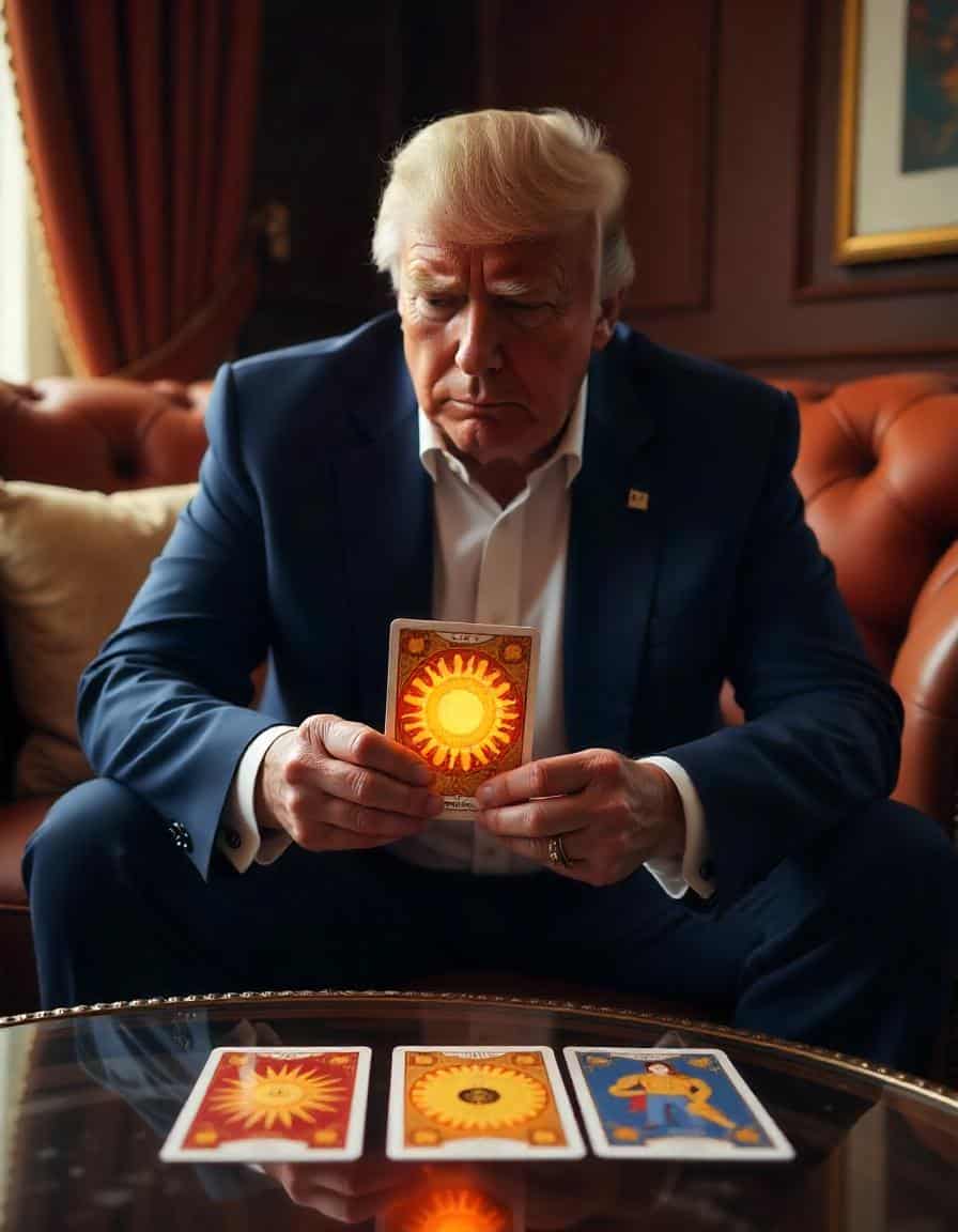 Donald Trump and the cards The Emperor, The Wheel of Fortune, The Sun